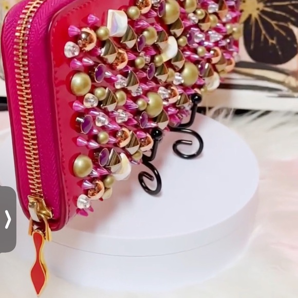 Christian Louboutin Pink Studded Wallet - Picture 3 of 15